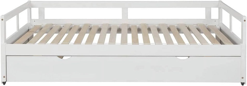 White Wood Daybed with Pull Out Trundle L58372