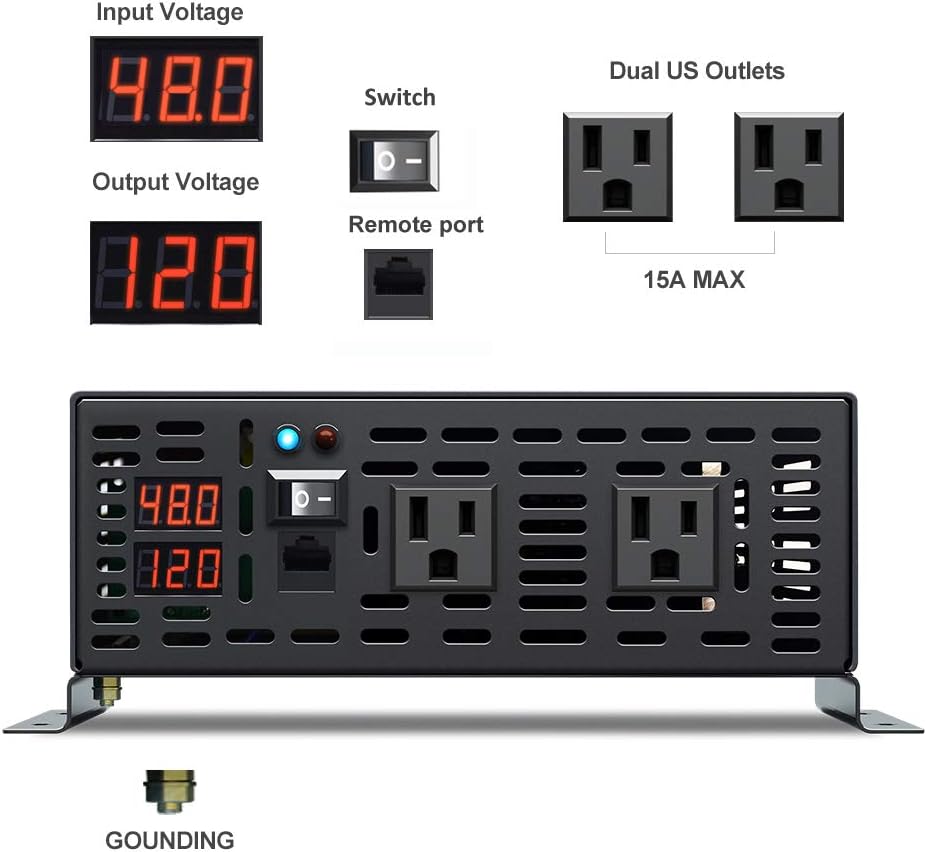500W Pure Sine Wave Power Inverter 24V to 110V AC Converter U679
