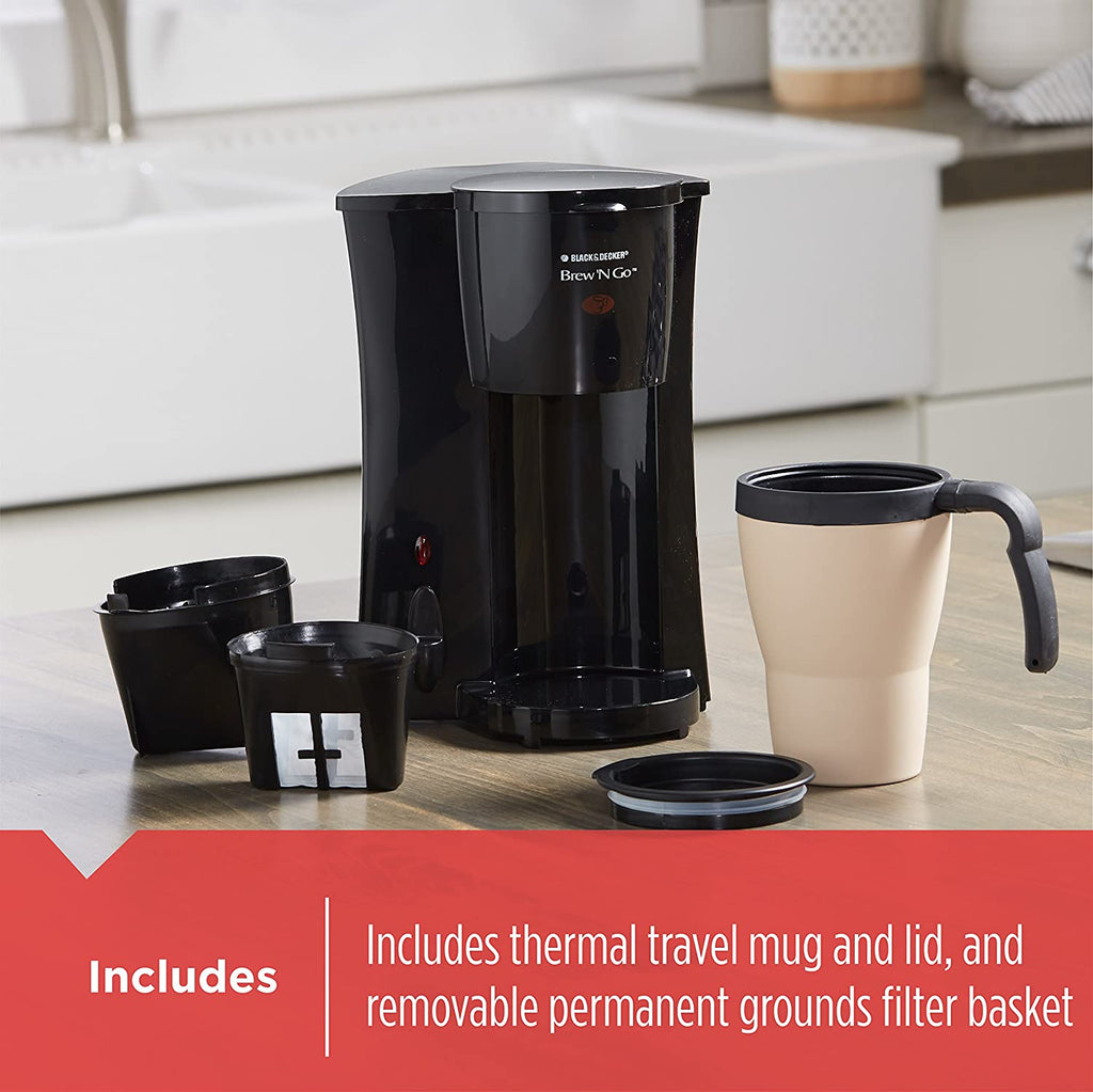 Personal Coffeemaker with Travel Mug, Black/Beige S559