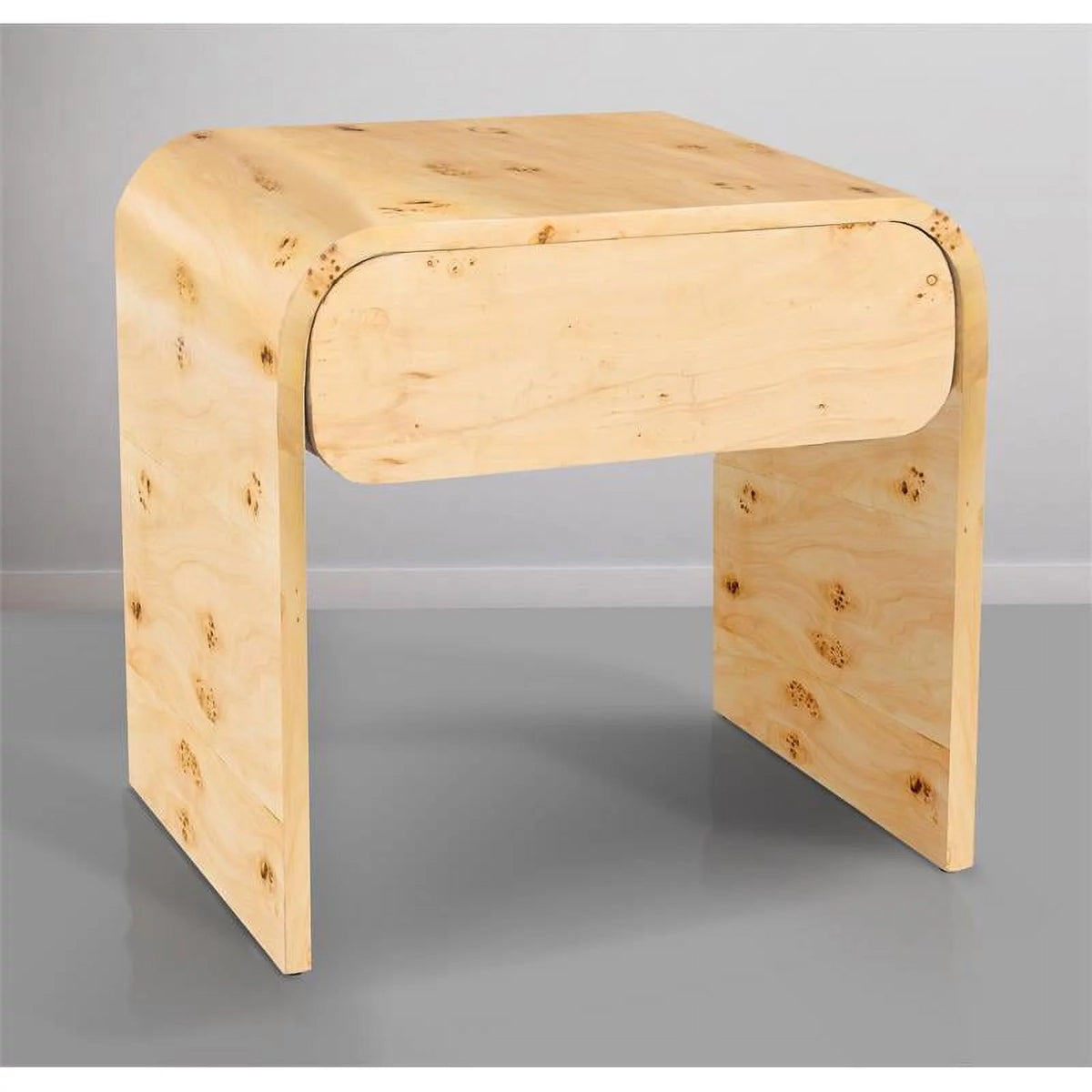 Mid-Century Solid Ash Burl Finish Wooden Night Stand Z9370