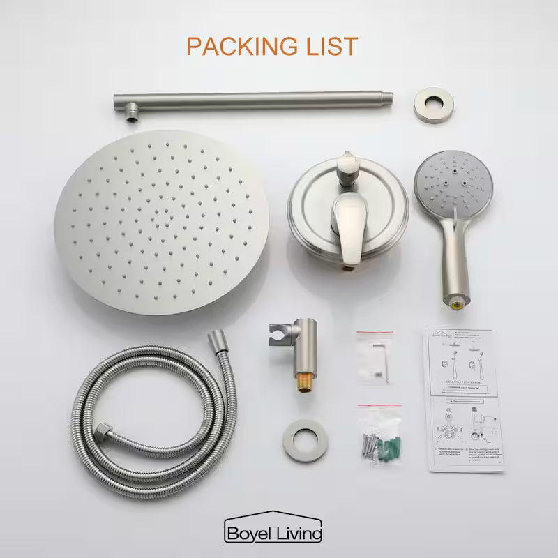 Wall Mount Dual Shower Heads with Valve in Brushed Nickel B866813