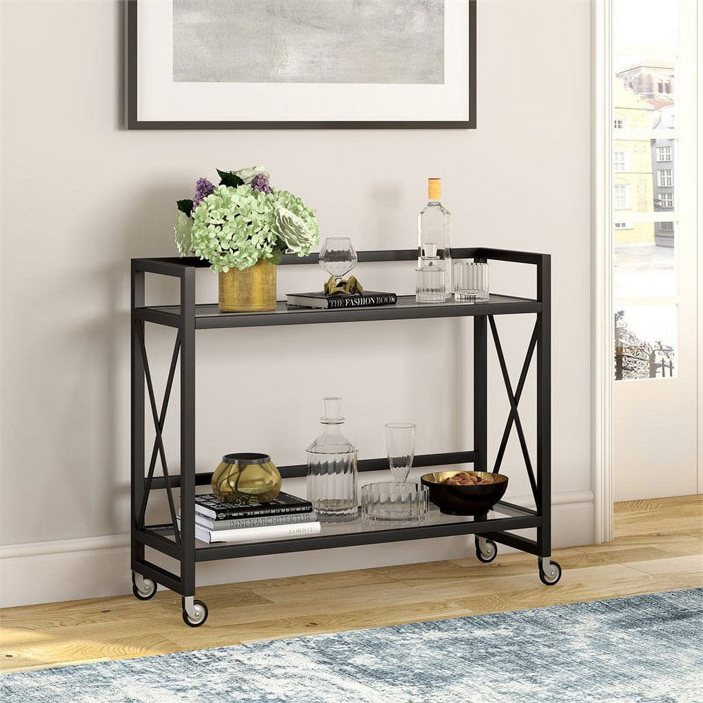 Blackened Bronze Metal/Glass Bar Cart T825370