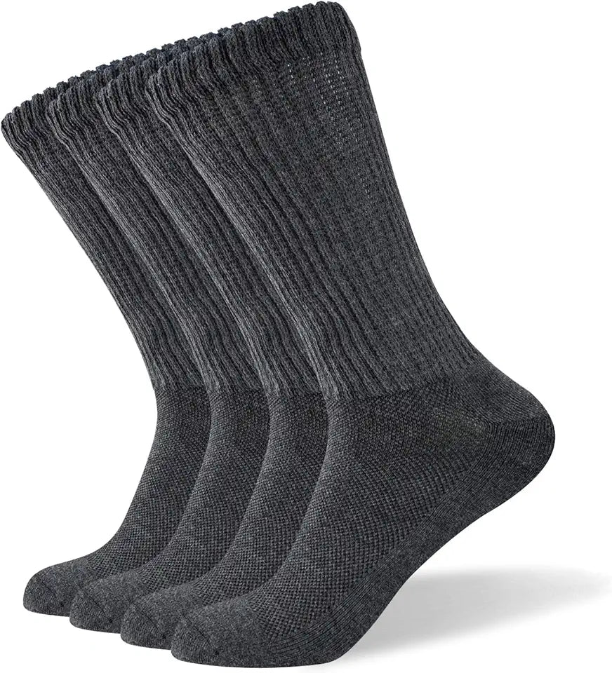 Loose Diabetic Crew Socks, Non-Binding Top, Seamless Toe, 4 Pairs F78280