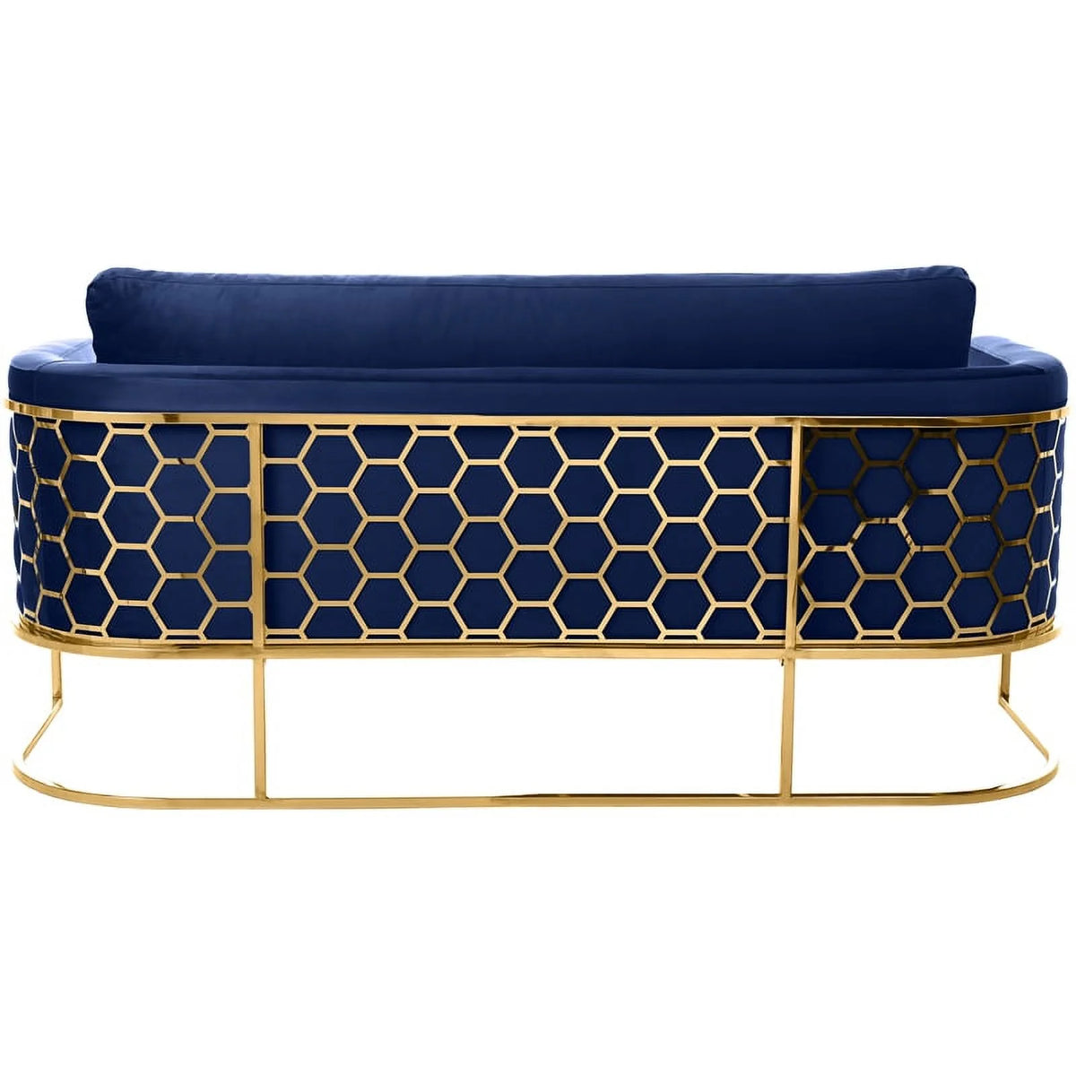 Navy Velvet Sofa with Gold Metal Base G43645