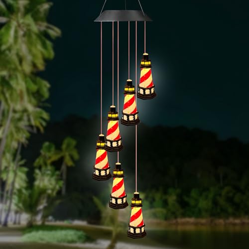 Blue Solar Lighthouse Wind Chimes Z3660