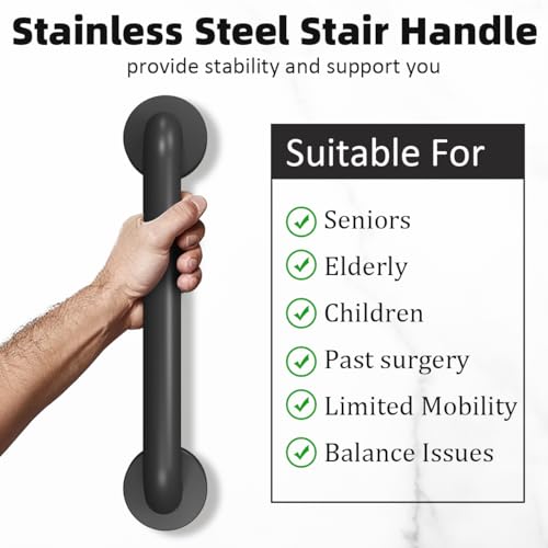 Matte Black Metal Stair Handrail 12 Inch 1 Pack E301653