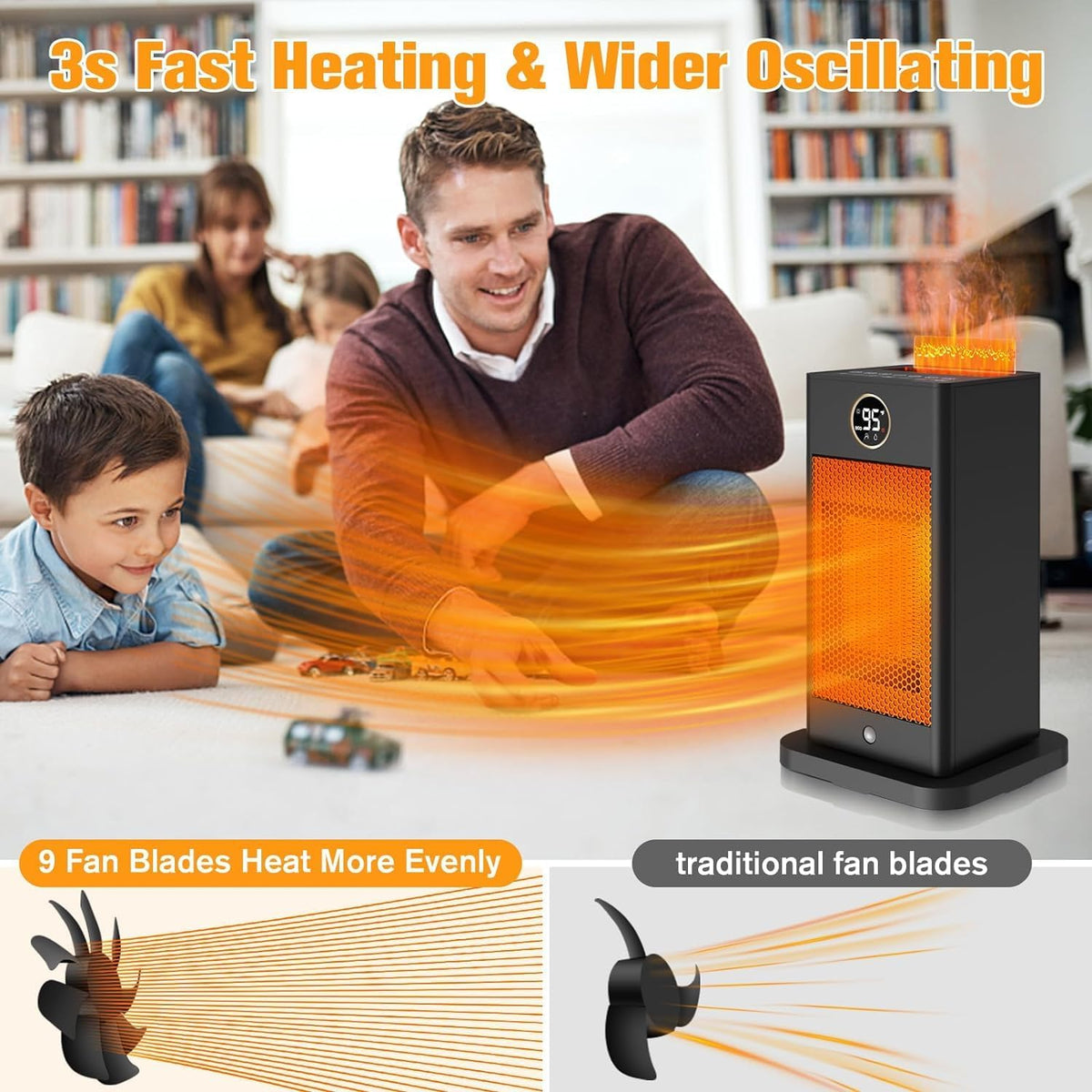 PTC Portable Electric Ceramic Space Heater with Oscillating L704