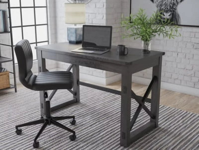 Dark Gray Rustic Farmhouse Home Office Desk X935069
