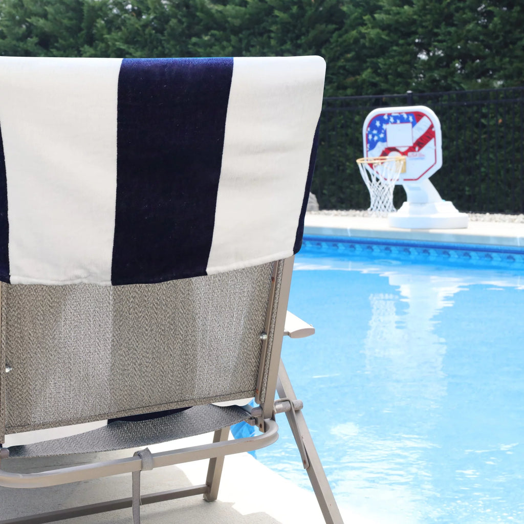 Cotton Blue Cabana Stripe Chaise Lounge Chair Cover F308716