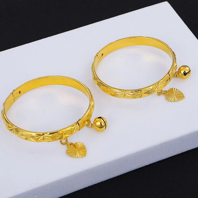 18k Gold Filled Sterling Silver Baby Bead Bell Bracelet X355768