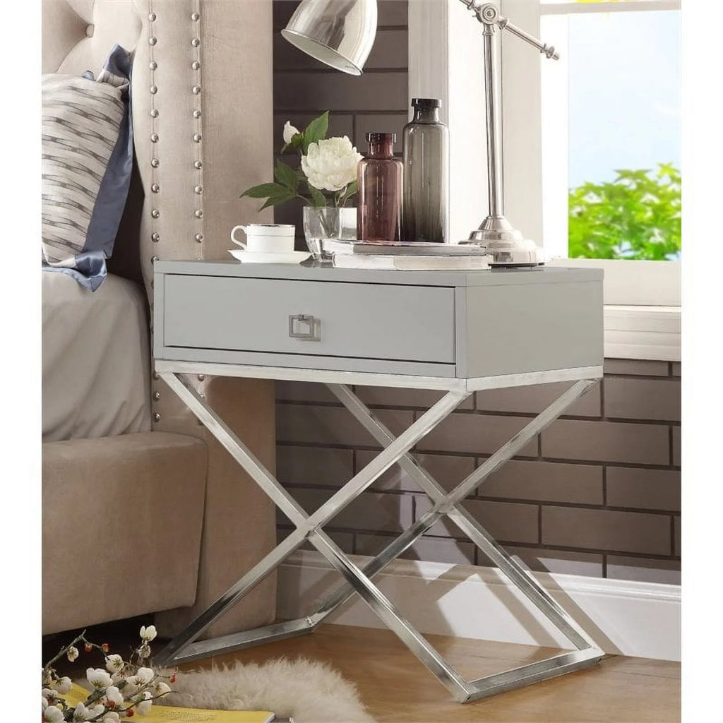 1 Drawer Gray Nightstand B475