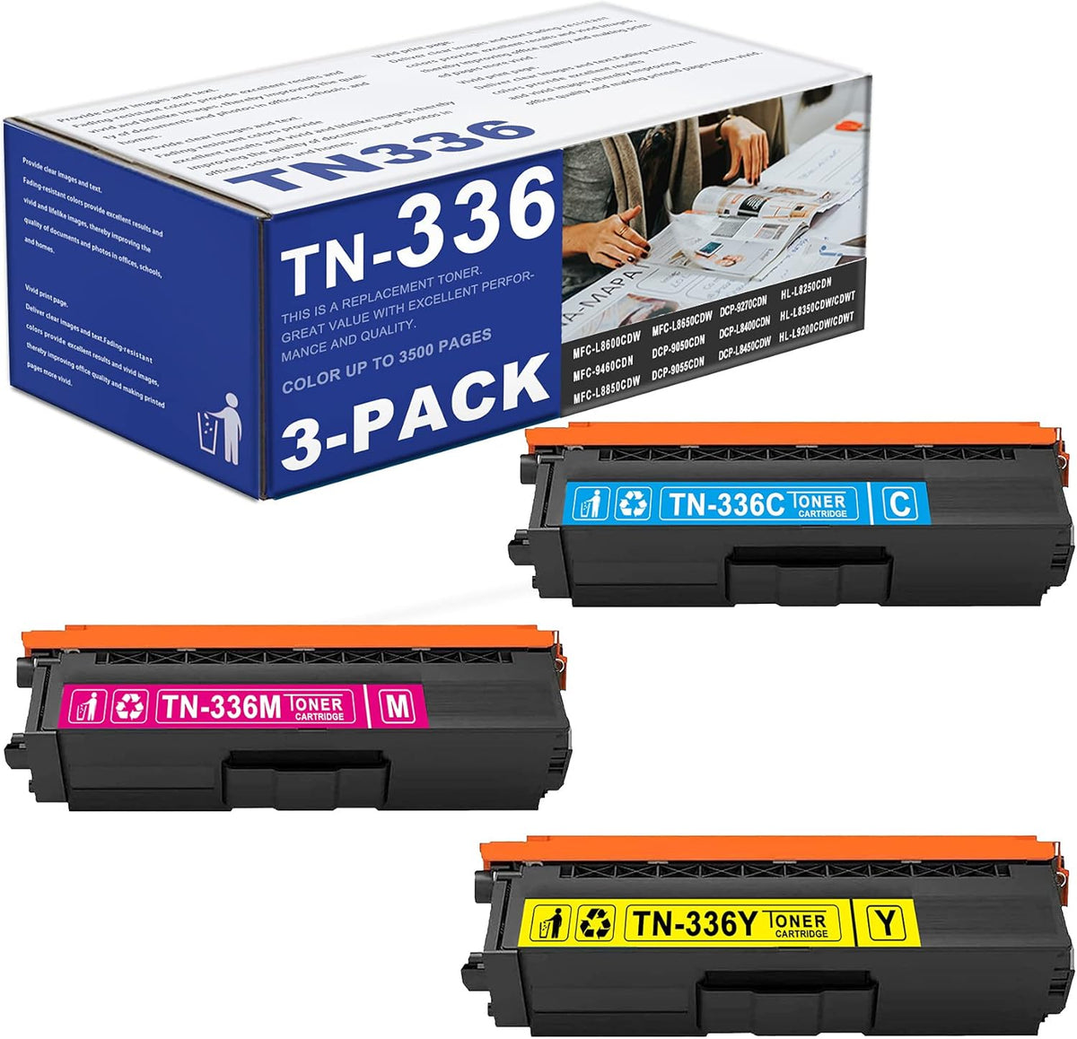 3 Pack High Yield Toner Cartridge for Brother Printer F709
