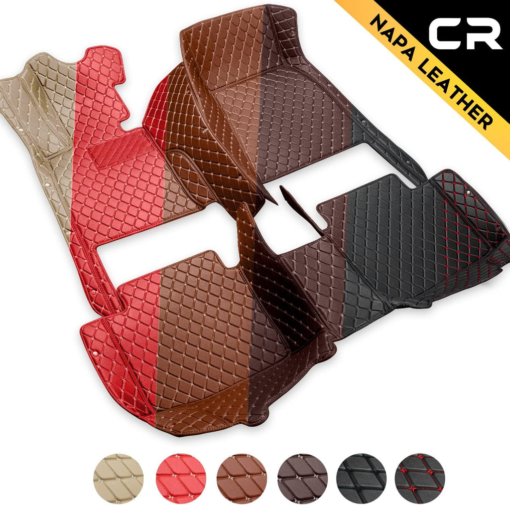 Leather Car Floor Mats 1st & 2nd Row Black O1395