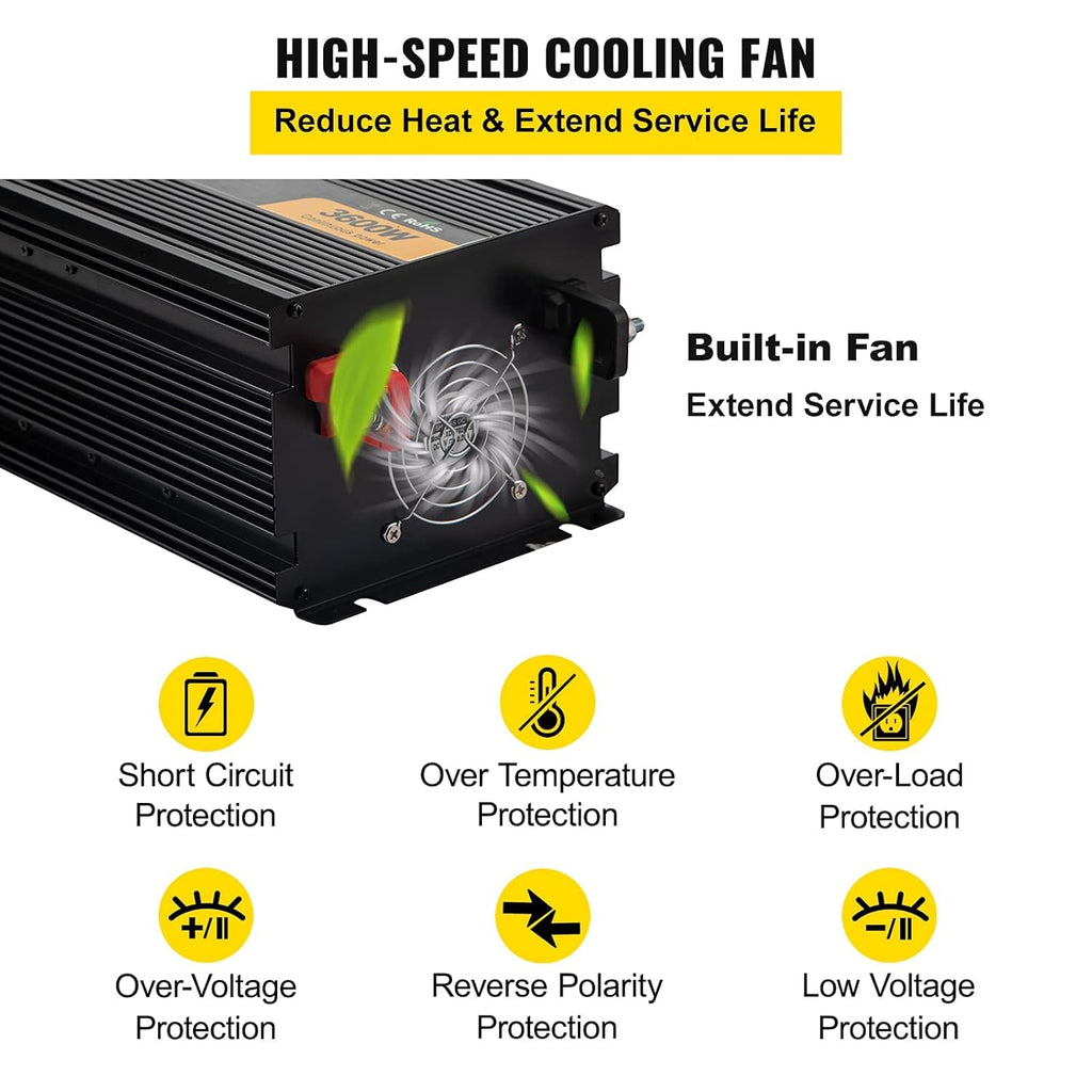 3600W Modified Sine Wave Power Inverter with LCD Display I512404