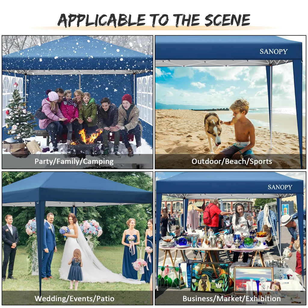 10'x10' Waterproof Pop Up Canopy Tent with 4 Removable Sidewalls & Carrying Bag W6459
