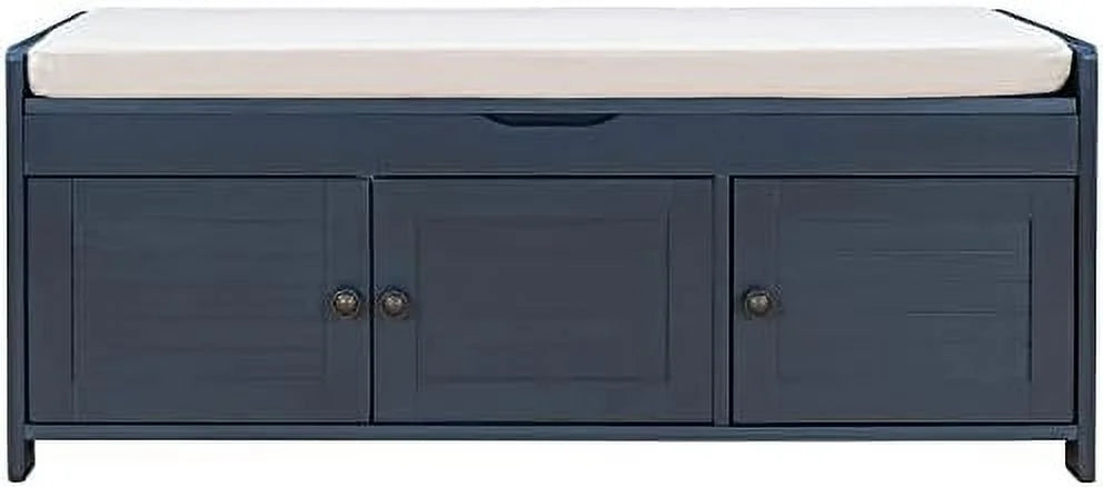 Espresso Wooden Entryway Bench with 3 Doors K18639