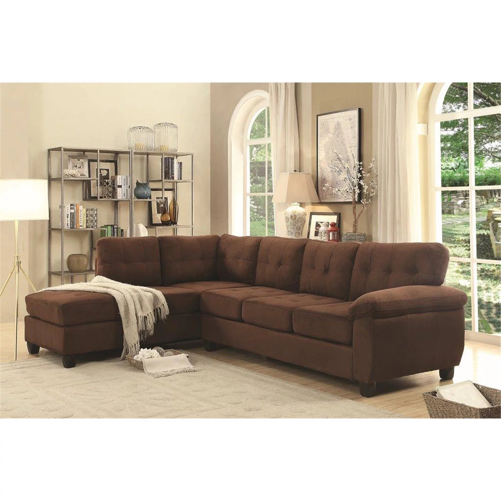 Microsuede Sectional in Chocolate X3983