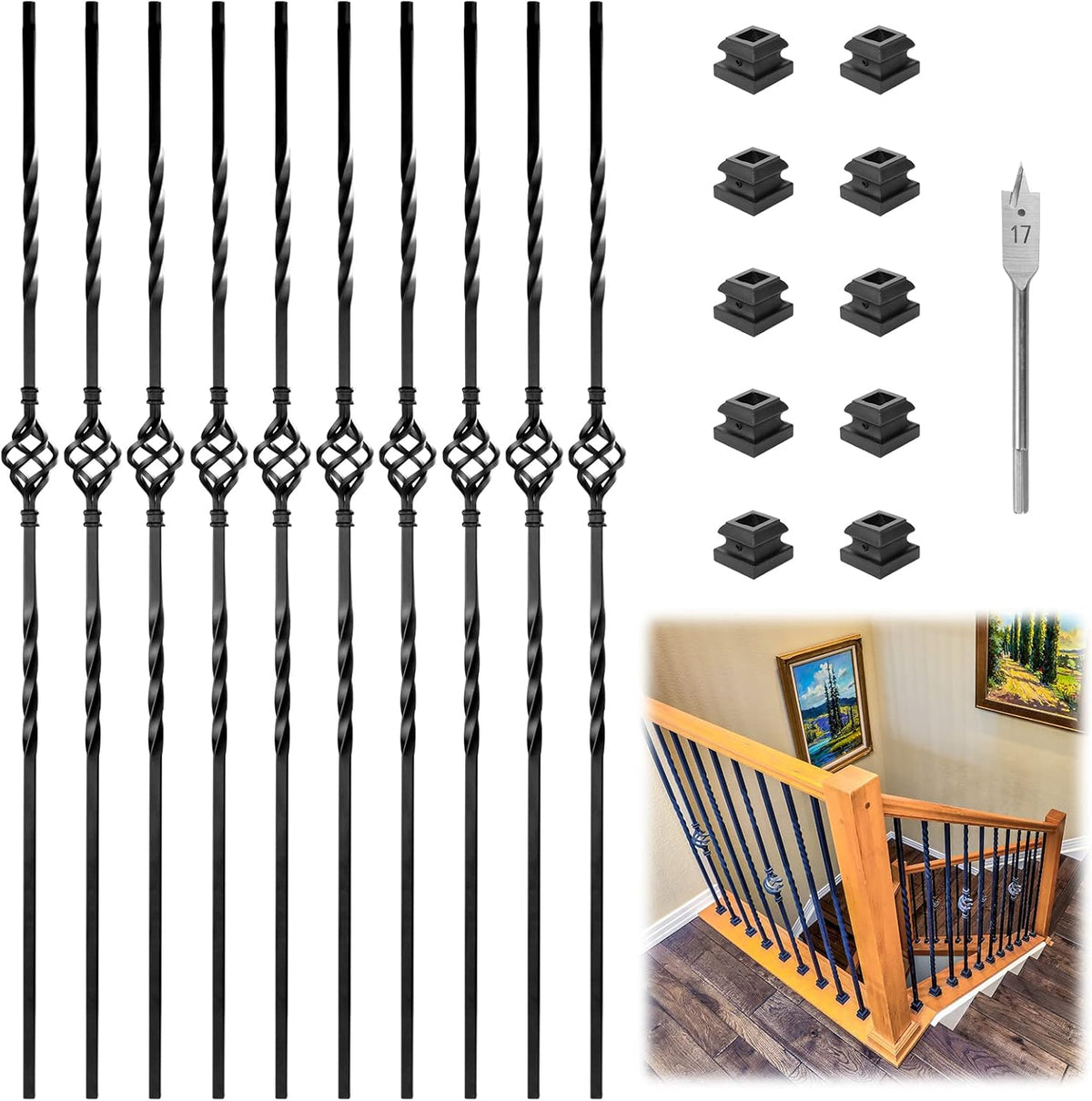 50pack 26”x3/4” Aluminum Deck Balusters Black Z80171
