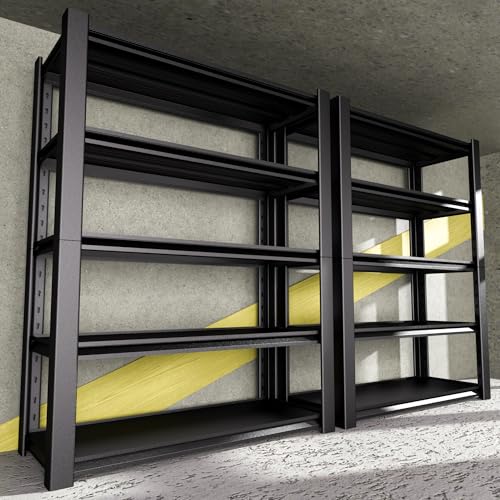 5-Tier Heavy Duty Garage Shelving Unit, 3000 LBS Capacity Metal Storage Rack 72" H x 48" W x 20" D, Adjustable Steel Shelves I7812