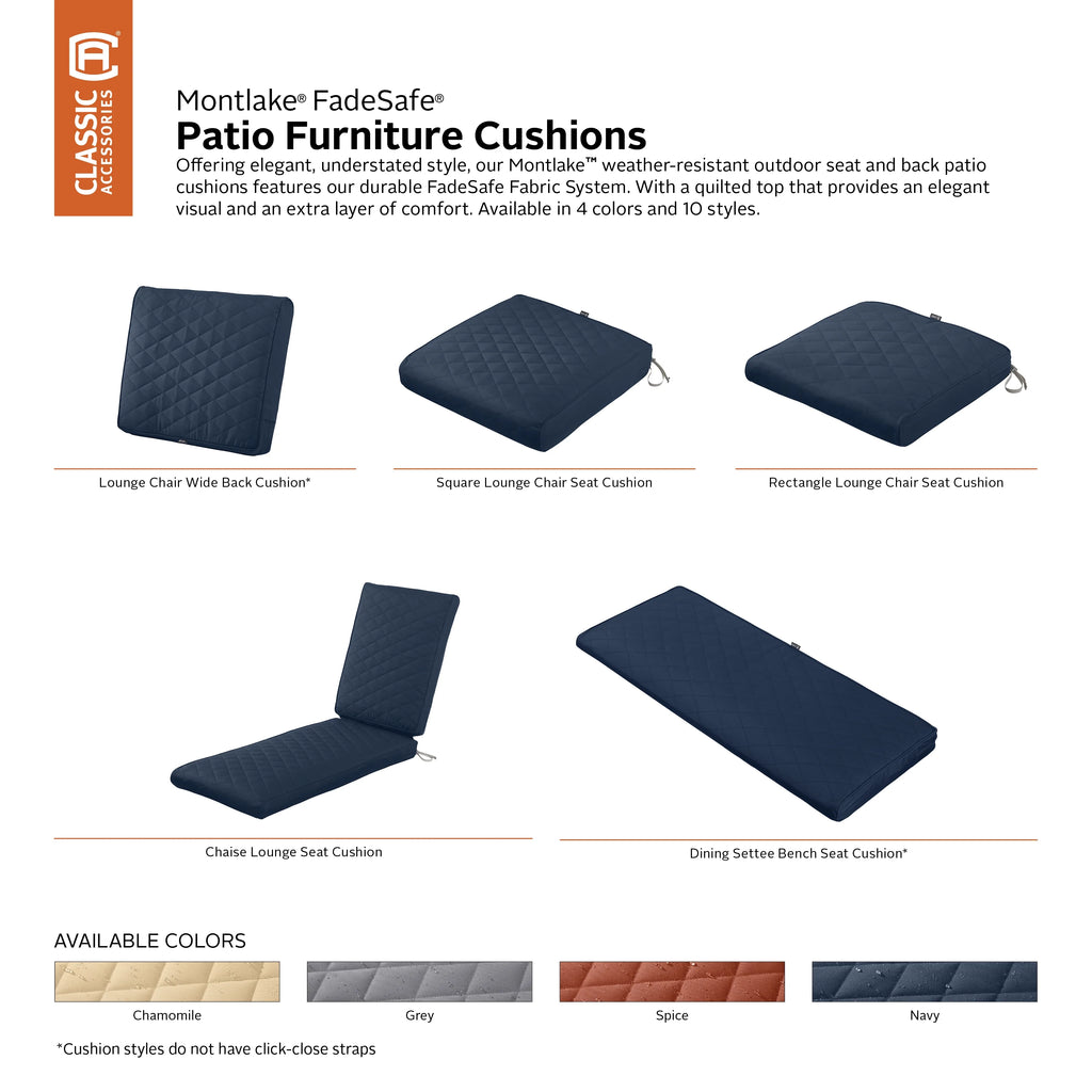 Navy Quilted Patio Bench Cushion, 48 x 18 x 3 inch Q247