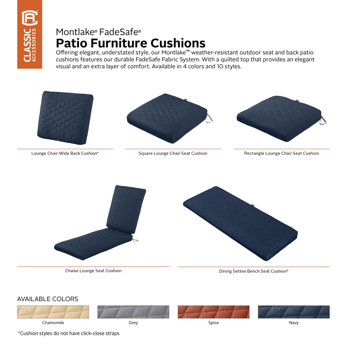 Navy Quilted Patio Bench Cushion, 48 x 18 x 3 inch Q247