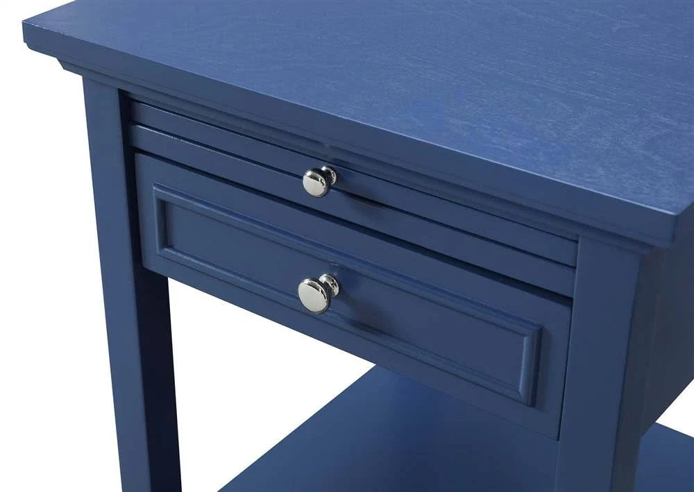 Blue End Table with Drawer and Slide Z224