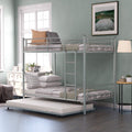 White Twin Metal Bunk Bed with Trundle O730