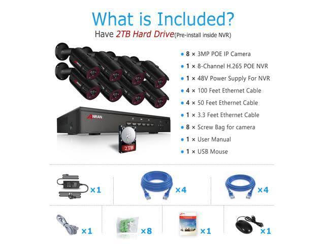 Wireless Outdoor 8 Channel NVR 4pcs 1TB HDD Security Camera System D5832