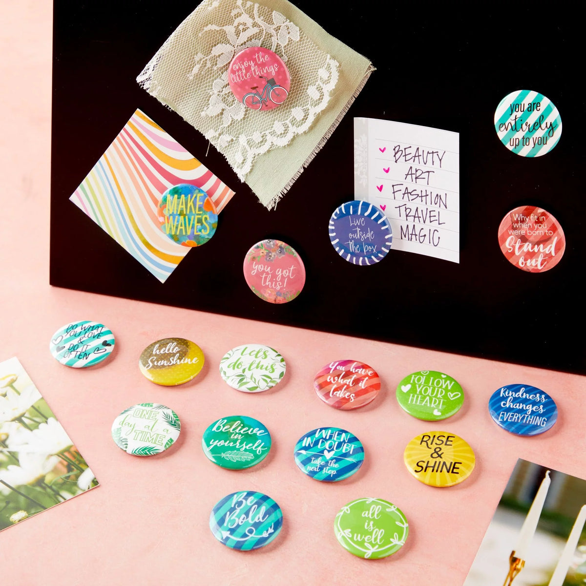 18 Pack Colorful Inspirational Magnets 1.25 In Q8511