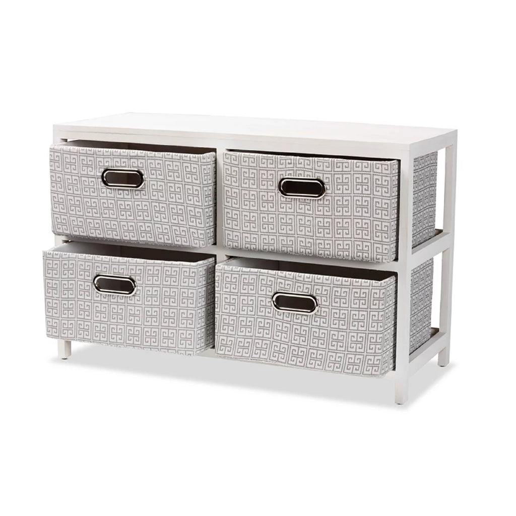 White Finished Wood 4-Basket Storage Unit K870