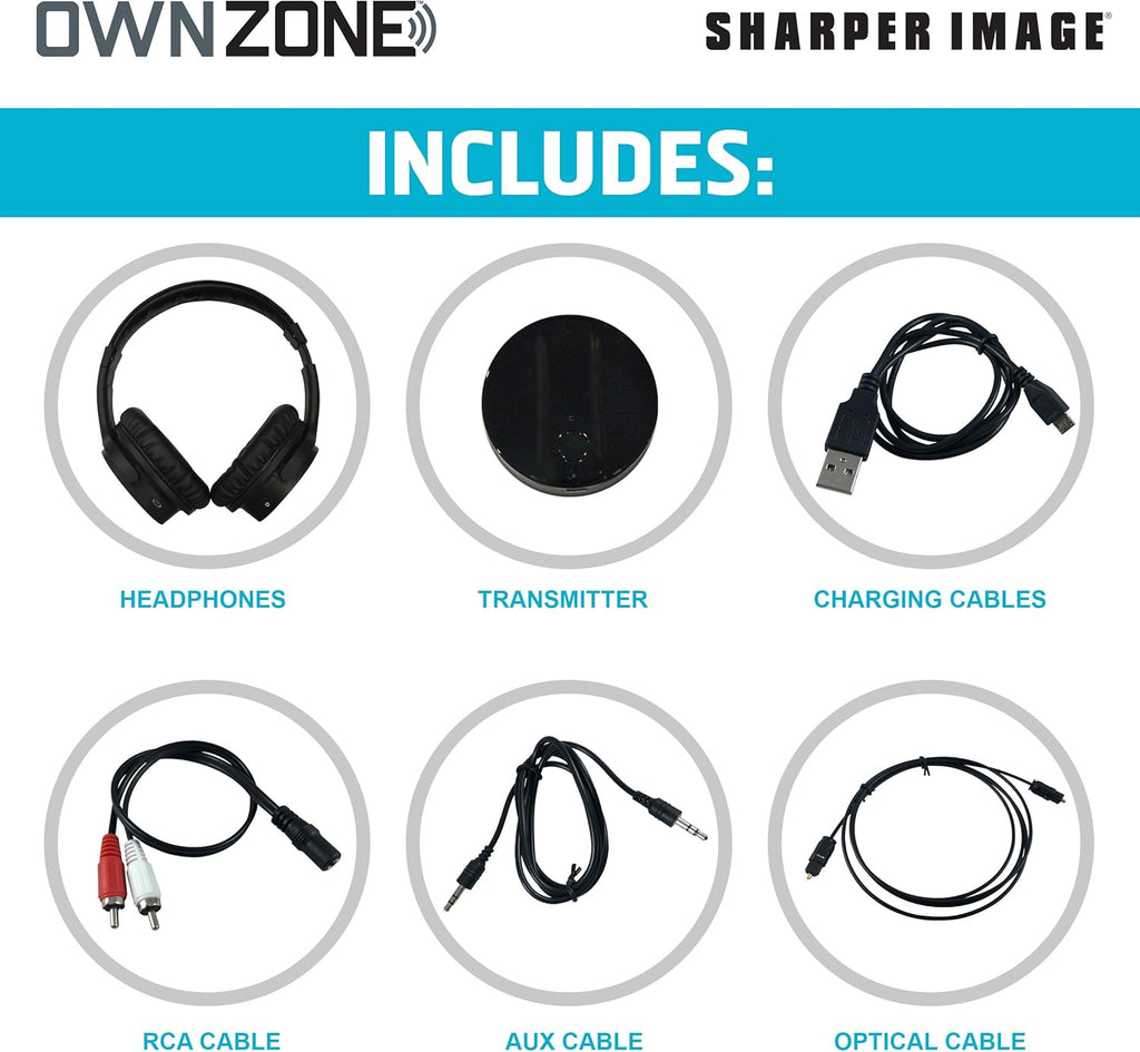 Wireless Rechargeable TV Headphones, Black, 2.4 GHz V36619