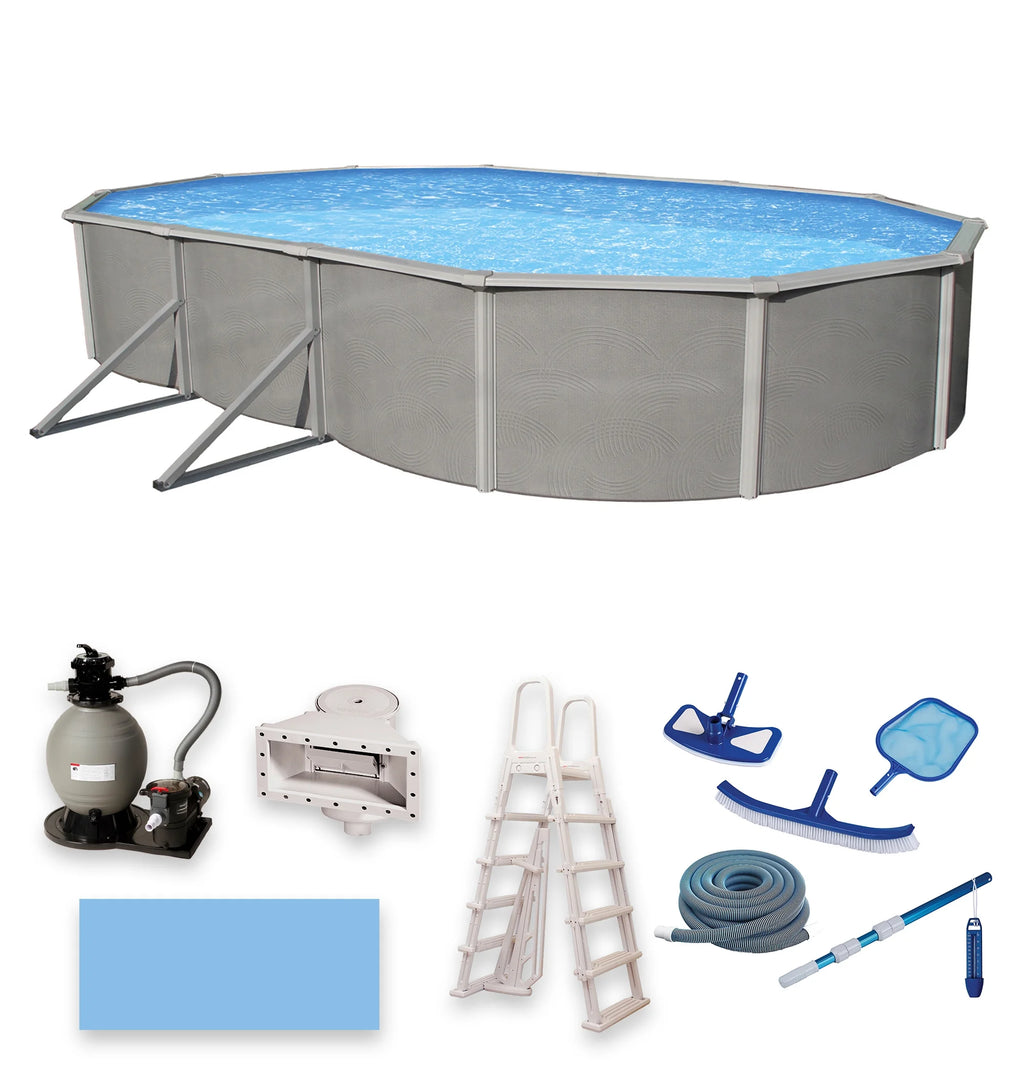 12-ft x 24-ft Oval 52-in Deep Metal Wall Swimming Pool K274173