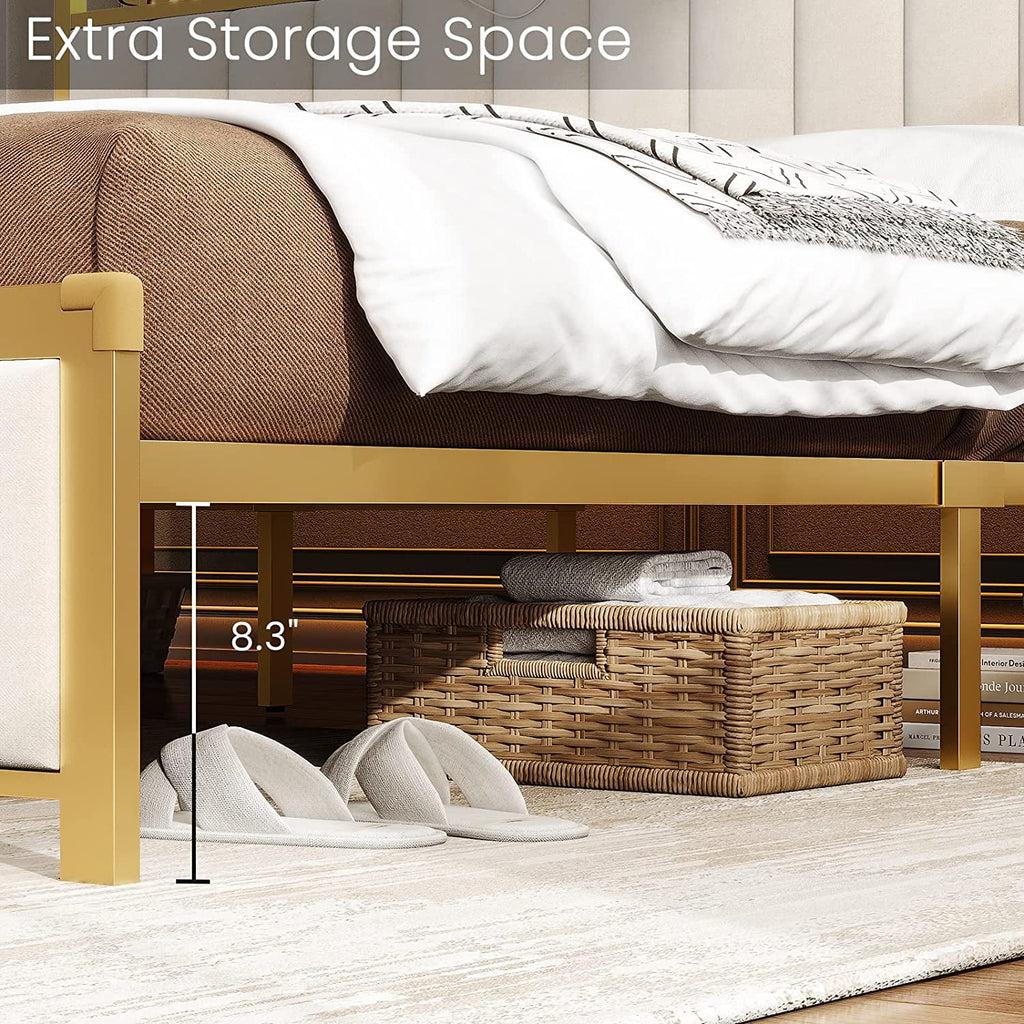 LED Queen Bed Frame with Storage Headboard and Drawers Z719