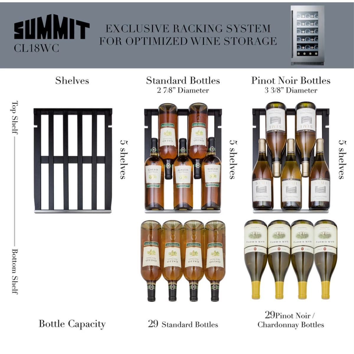 18 wide built-in wine cellar with stainless steel glass door K550810