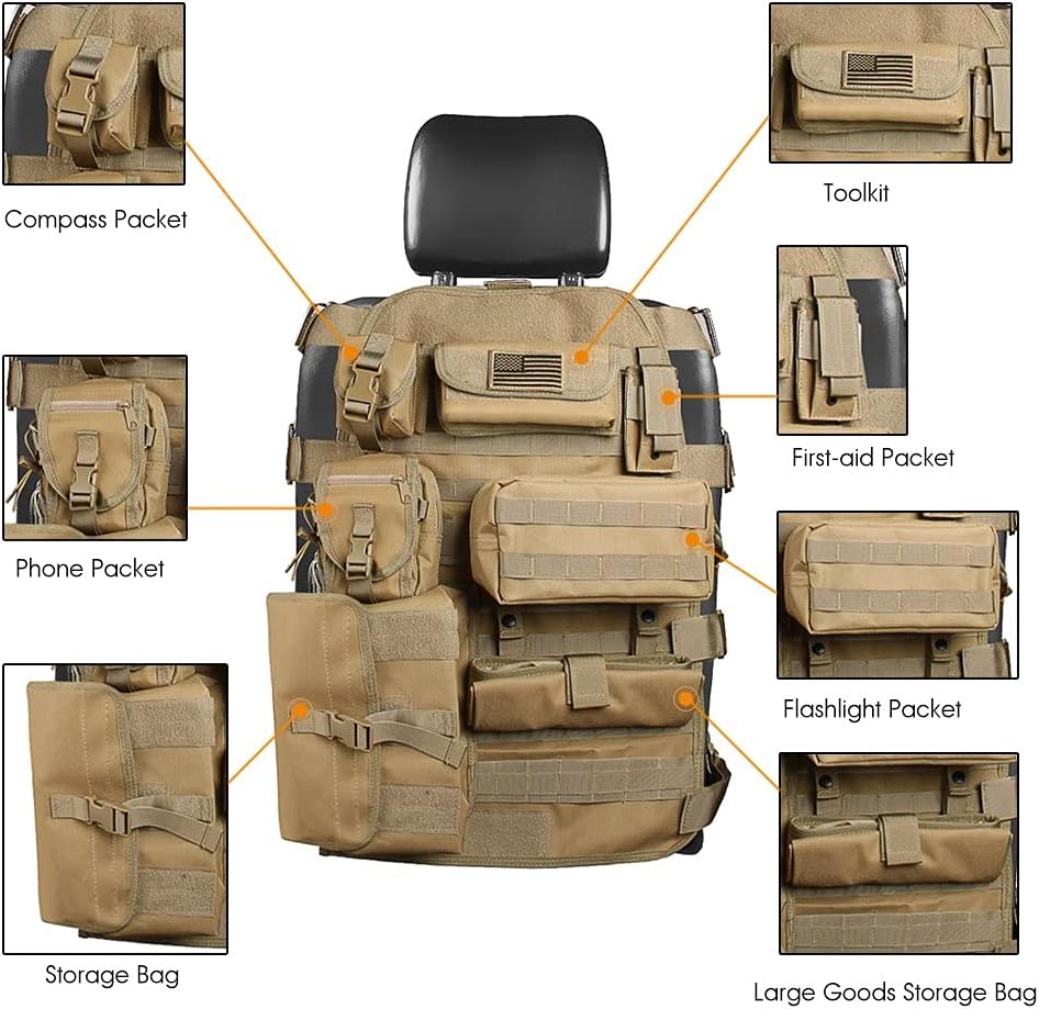 Tactical Seat Cover with Multi Pockets Black K89014