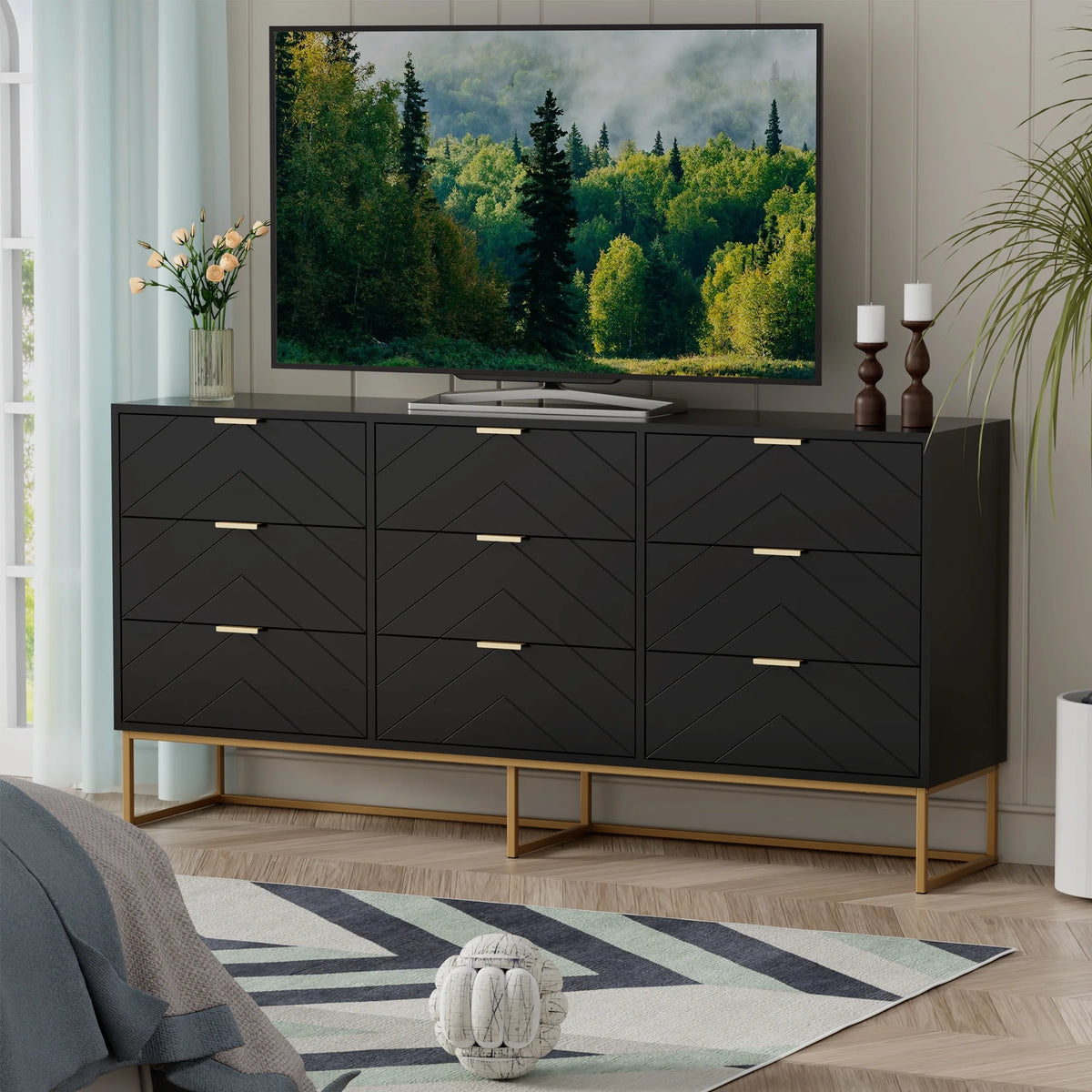 White 9 Drawer Wood Dresser X622