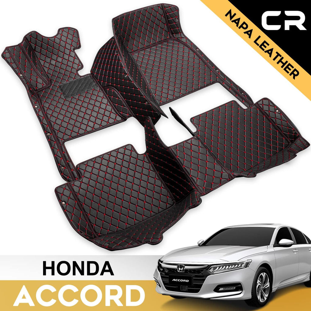 Leather Car Floor Mats 1st & 2nd Row Black O1395