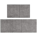 Boho Kitchen Mat Set of 2 Non Skid Washable Dark Grey 17"x47"+17"x30" F4350