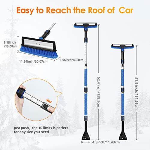 3 in 1 Extendable Ice Scraper Snow Brush with Squeegee H896