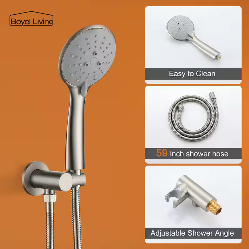 Wall Mount Dual Shower Heads with Valve in Brushed Nickel B866813