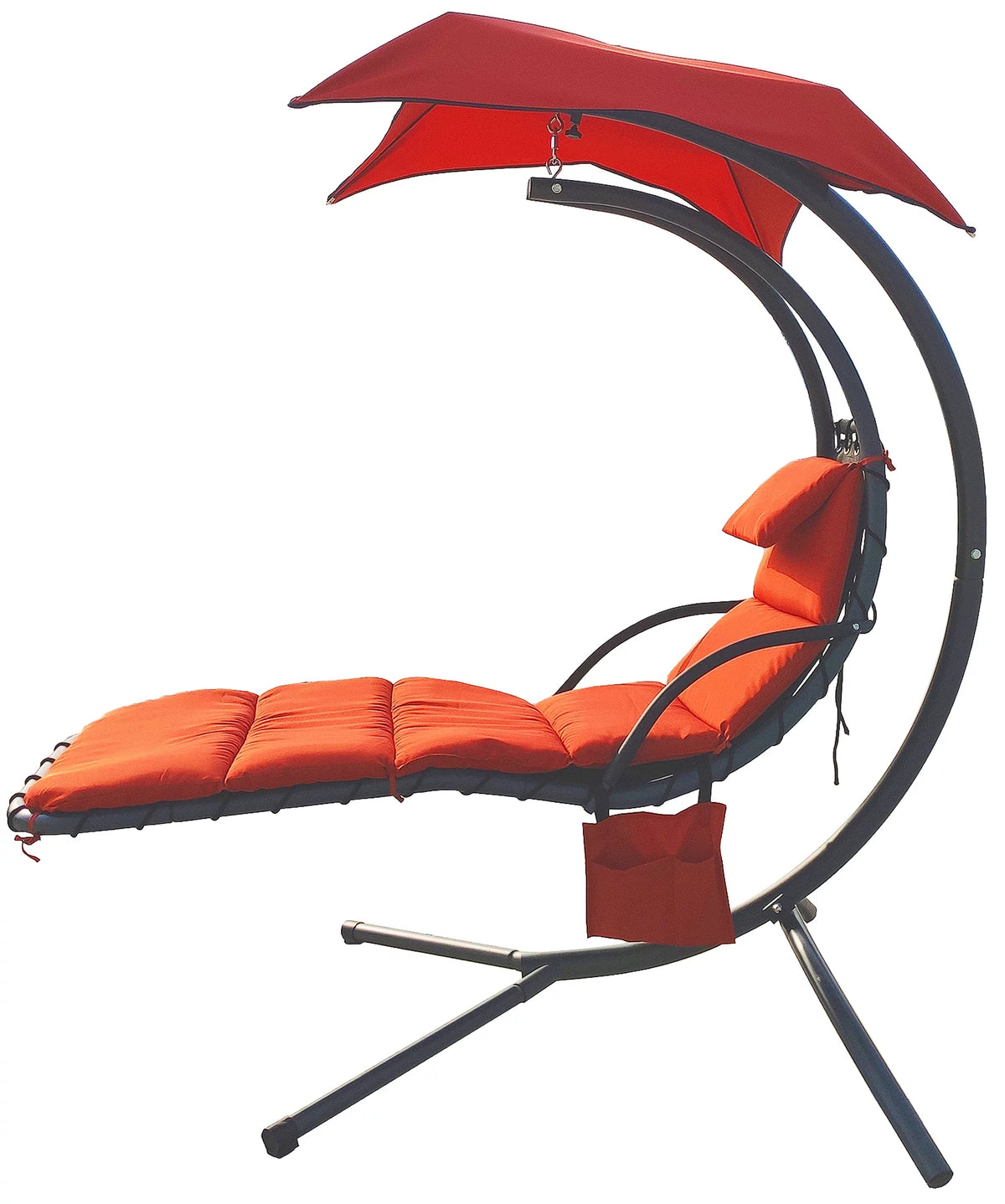 Hanging Curved Chaise Lounge Chair Swing with Cushion, Pillow, Canopy, Stand and Storage Pouch E42187