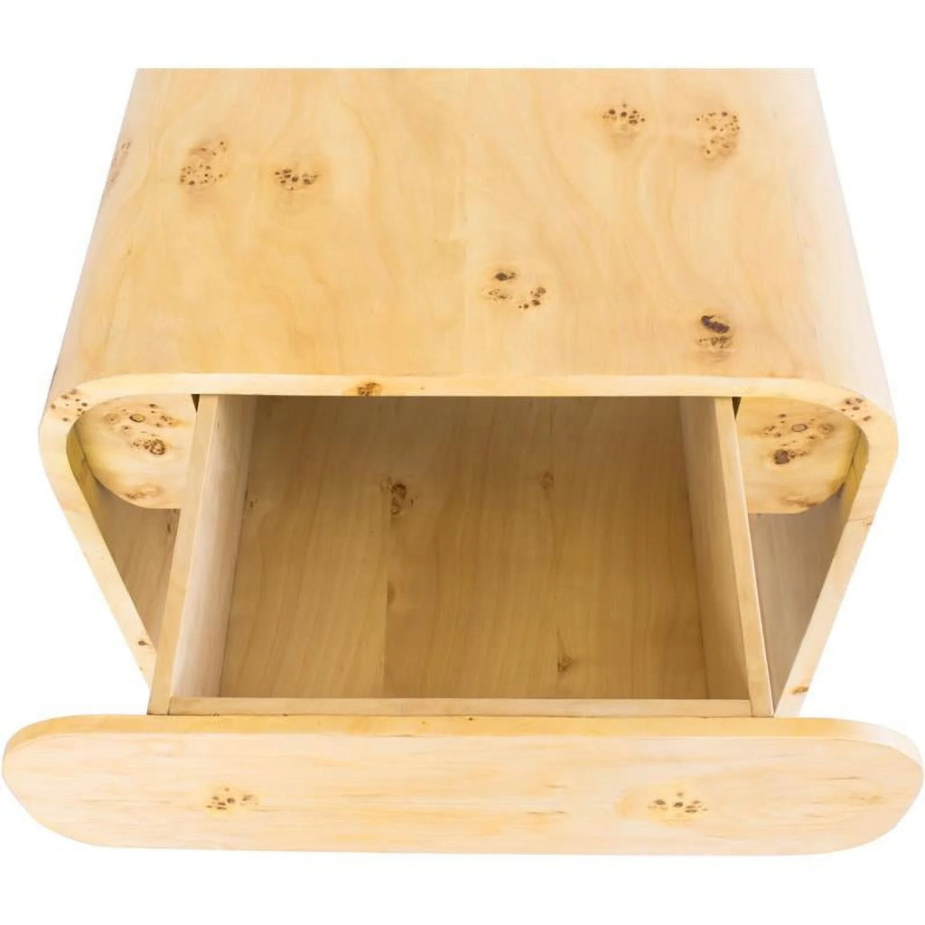 Mid-Century Solid Ash Burl Finish Wooden Night Stand Z9370
