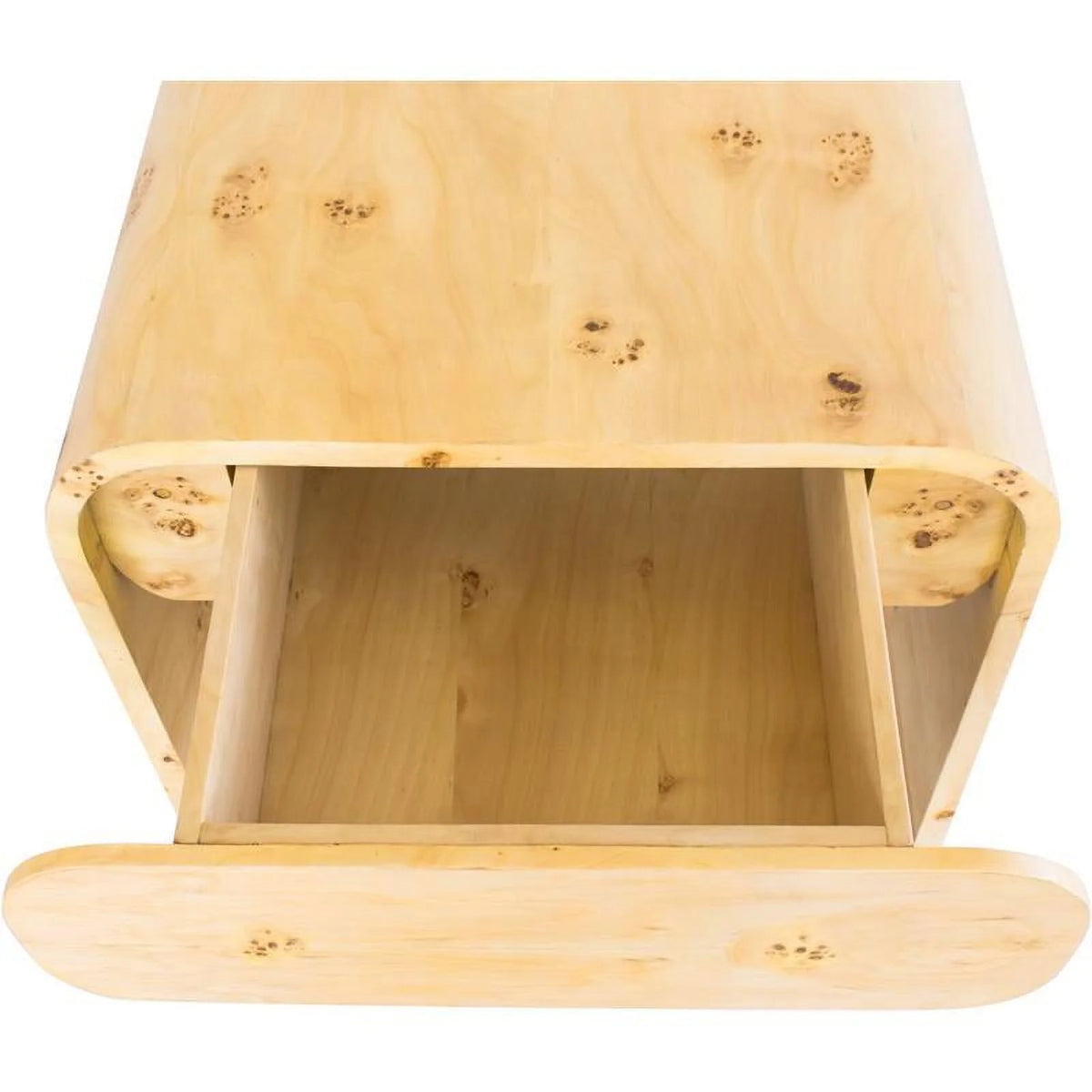Mid-Century Solid Ash Burl Finish Wooden Night Stand Z9370