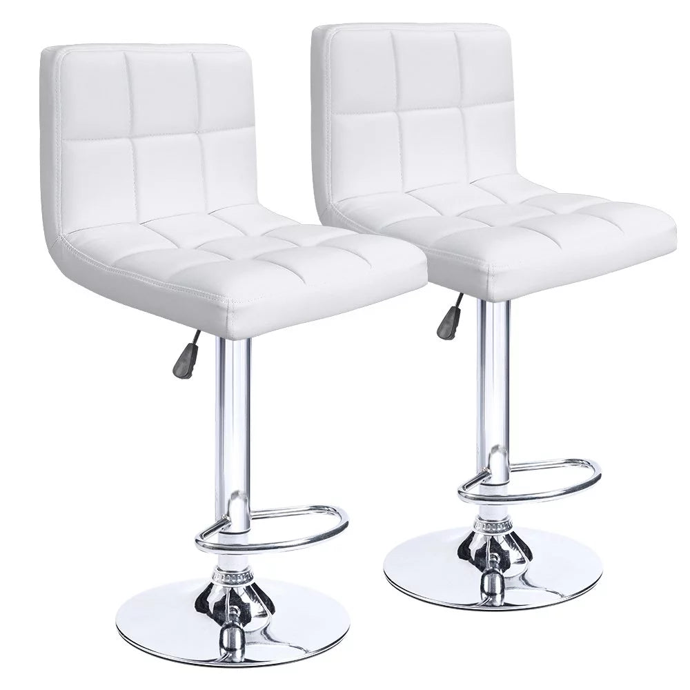 White Swivel Adjustable Height Bar Stool Set of 2 G933288