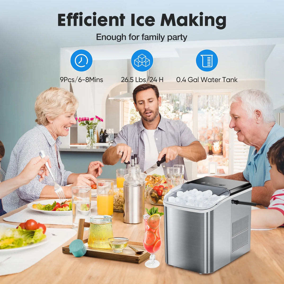 Portable 1.5L Electric Ice Maker Silver S5202