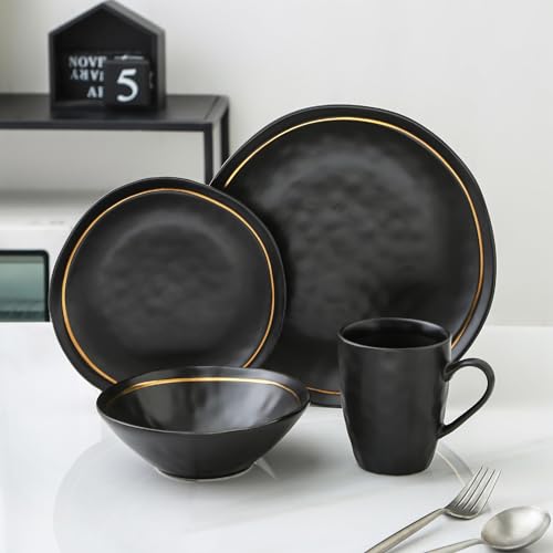 Black Porcelain Dinnerware Set, 16-Piece, Service For 4 K58866