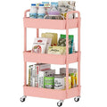 Black 3-Tier Plastic Rolling Utility Cart with Wheels H78384