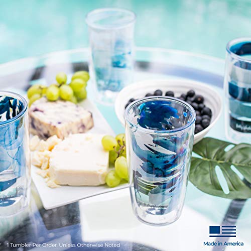 Green Blue Stripe Double Walled Insulated Tumbler 16oz I7104
