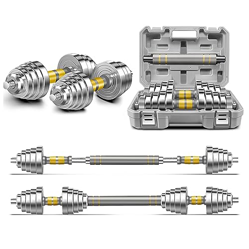 44/66 LBS Steel Dumbbell Set with Connecting Rod S270854