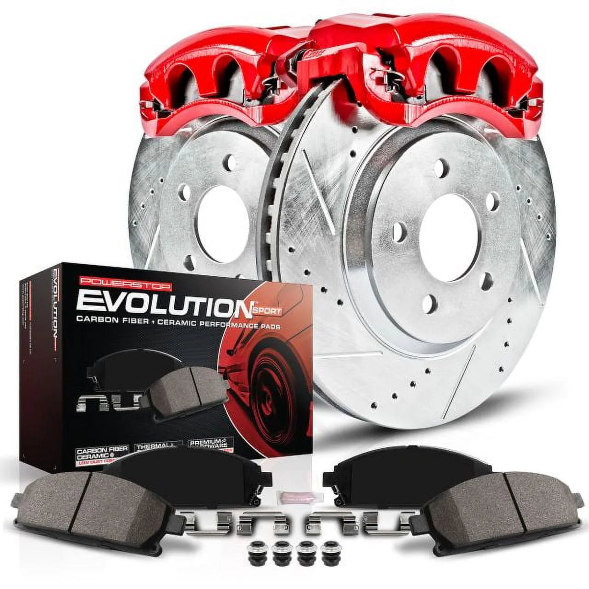 Front Brake Pad and Rotor Kit with Red Calipers Z7261